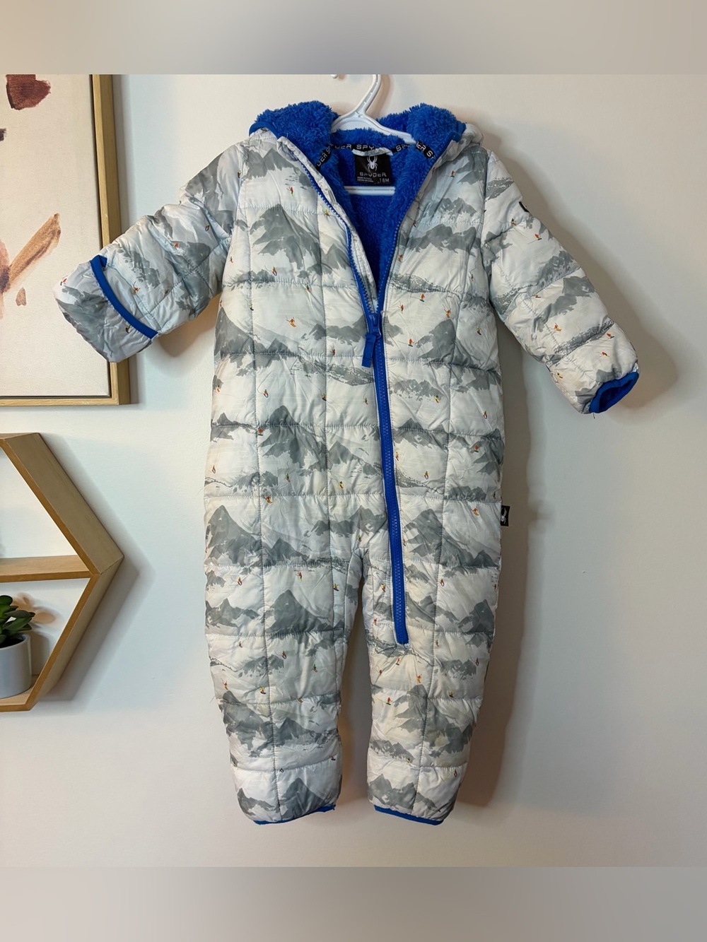 Spyder Blue-Lined Mountain Print Kids Snowsuit size 18 months